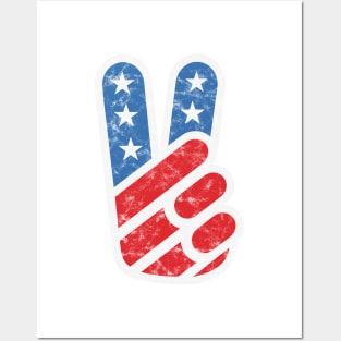 American Peace Sign (Worn Color on White) Posters and Art